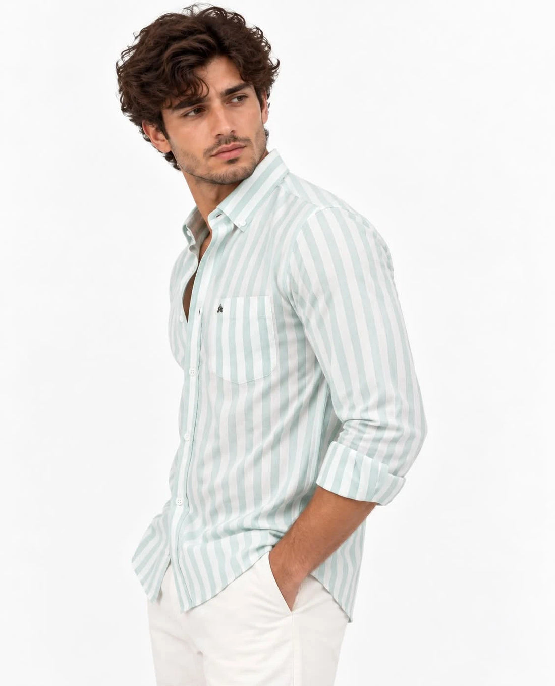 Sky Blue Striped Casual Shirt for Men - XKIND