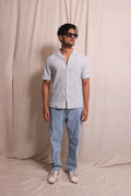 LIGHT BLUE TEXTURED FINE CHECKS RELAXED FIT - XKIND