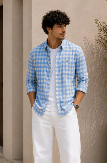 XKIND'S REGULAR FIT LIGHT BLUE STRIPE SHIRT