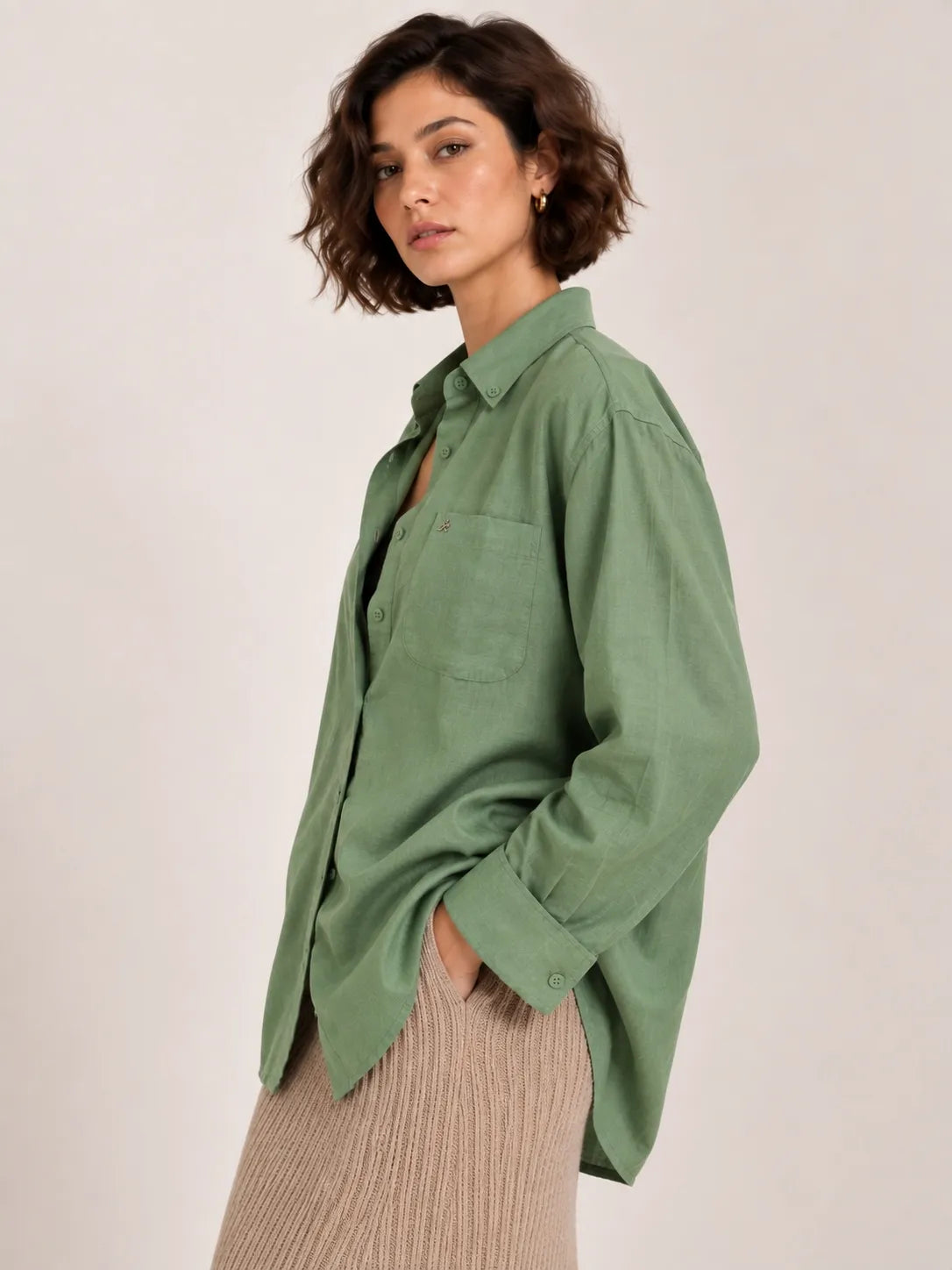 Mint Green Pure Linen Shirts for Women – XKind