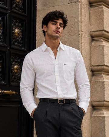 Dobby White Jacquard Slim Fit Formal Shirt