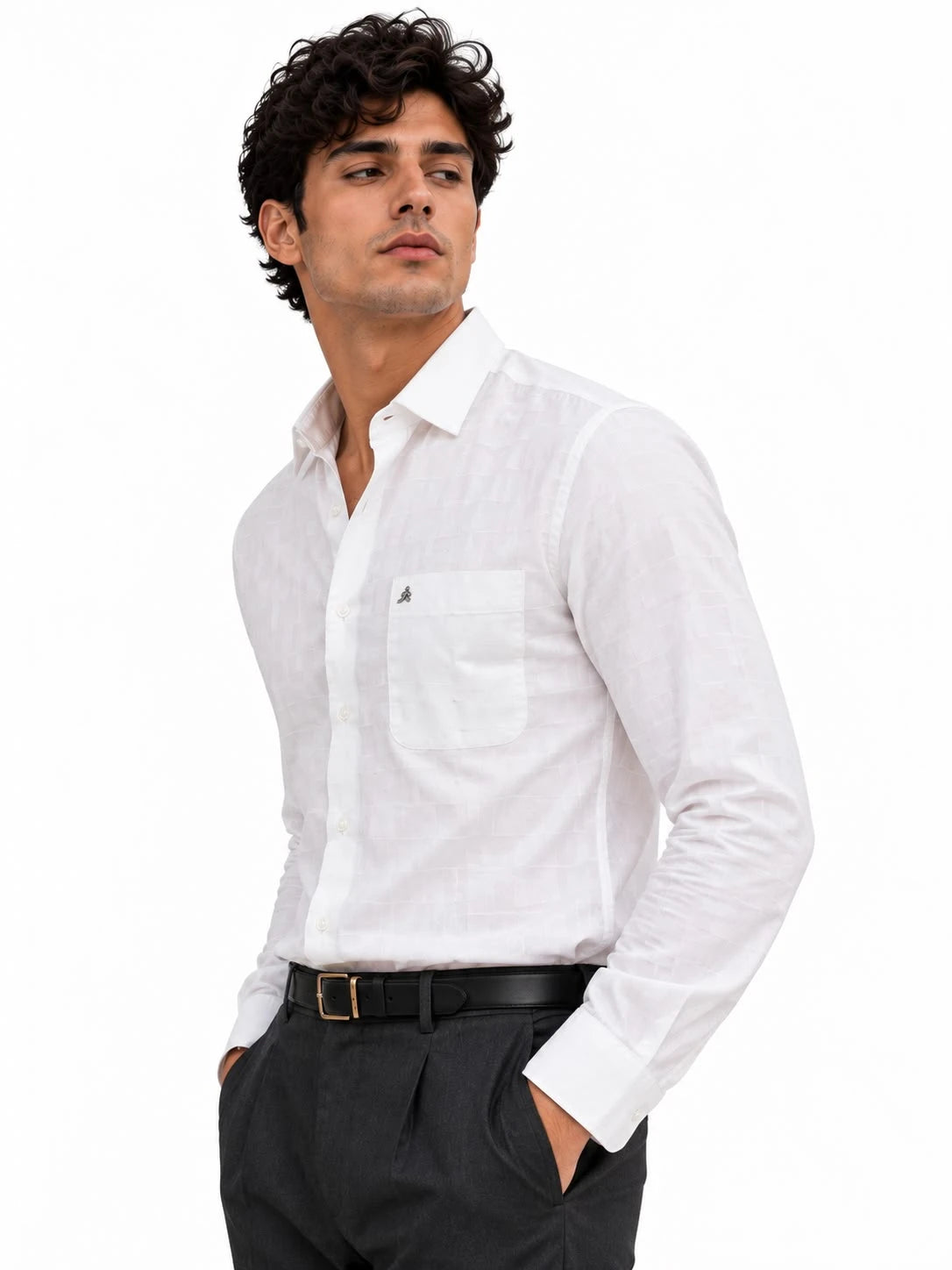Dobby White Jacquard Slim Fit Formal Shirt