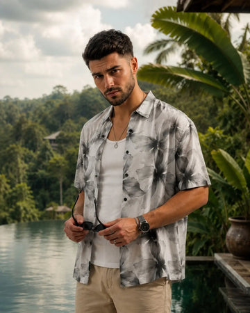 Men Printed White Shirt Relaxed Fit 100% Cotton - XKIND