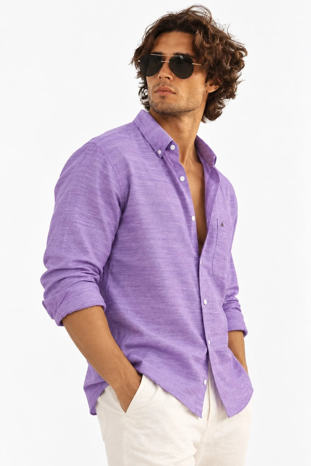Lavender Men Casual Shirt in Regular Fit - Xkind