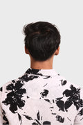 WHITE FLORAL PRINTED TEXTURED REGULAR FIT SHIRT - XKIND