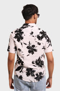 WHITE FLORAL PRINTED TEXTURED REGULAR FIT SHIRT - XKIND