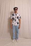 WHITE FLORAL PRINTED TEXTURED REGULAR FIT SHIRT - XKIND