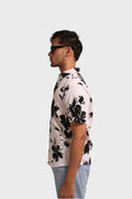 WHITE FLORAL PRINTED TEXTURED REGULAR FIT SHIRT - XKIND