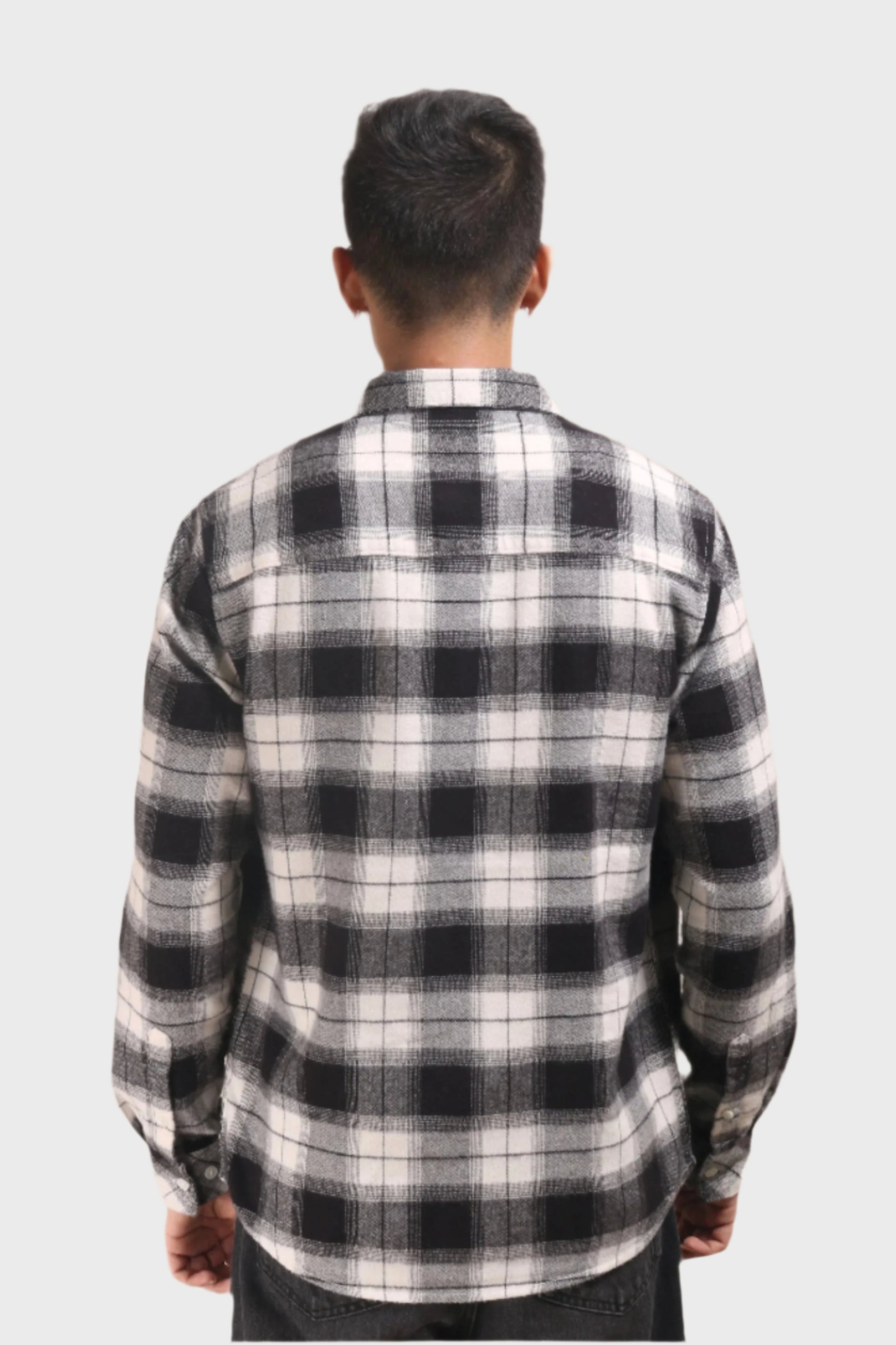 XKIND BLACK FLANNEL CHECKS REGULAR FIT SHIRT - XKIND