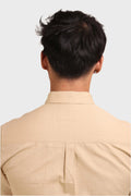 BEIGE SLUB SATIN SLIM FIT SHIRT - XKIND