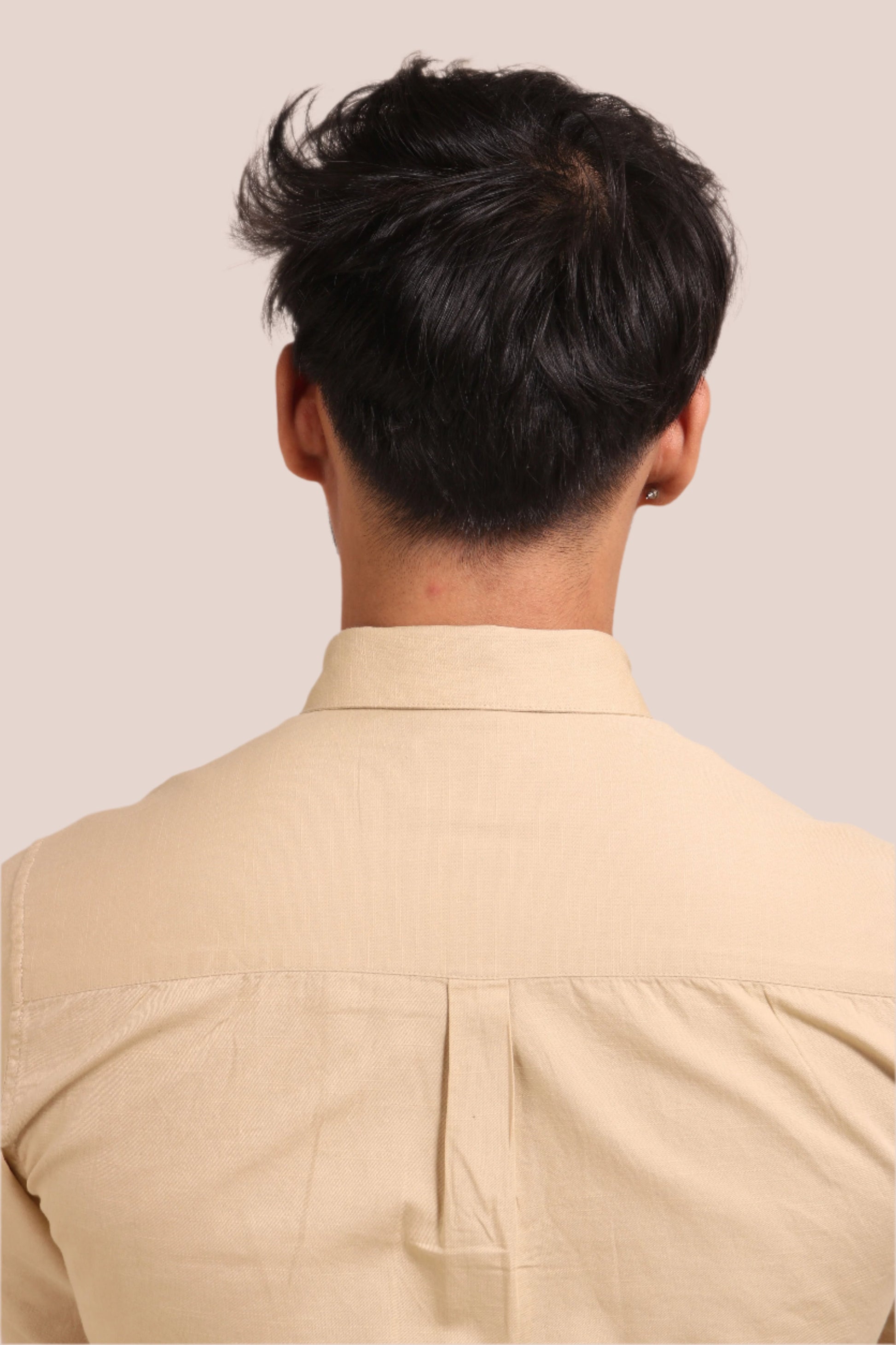 BEIGE SLUB SATIN SLIM FIT SHIRT - XKIND