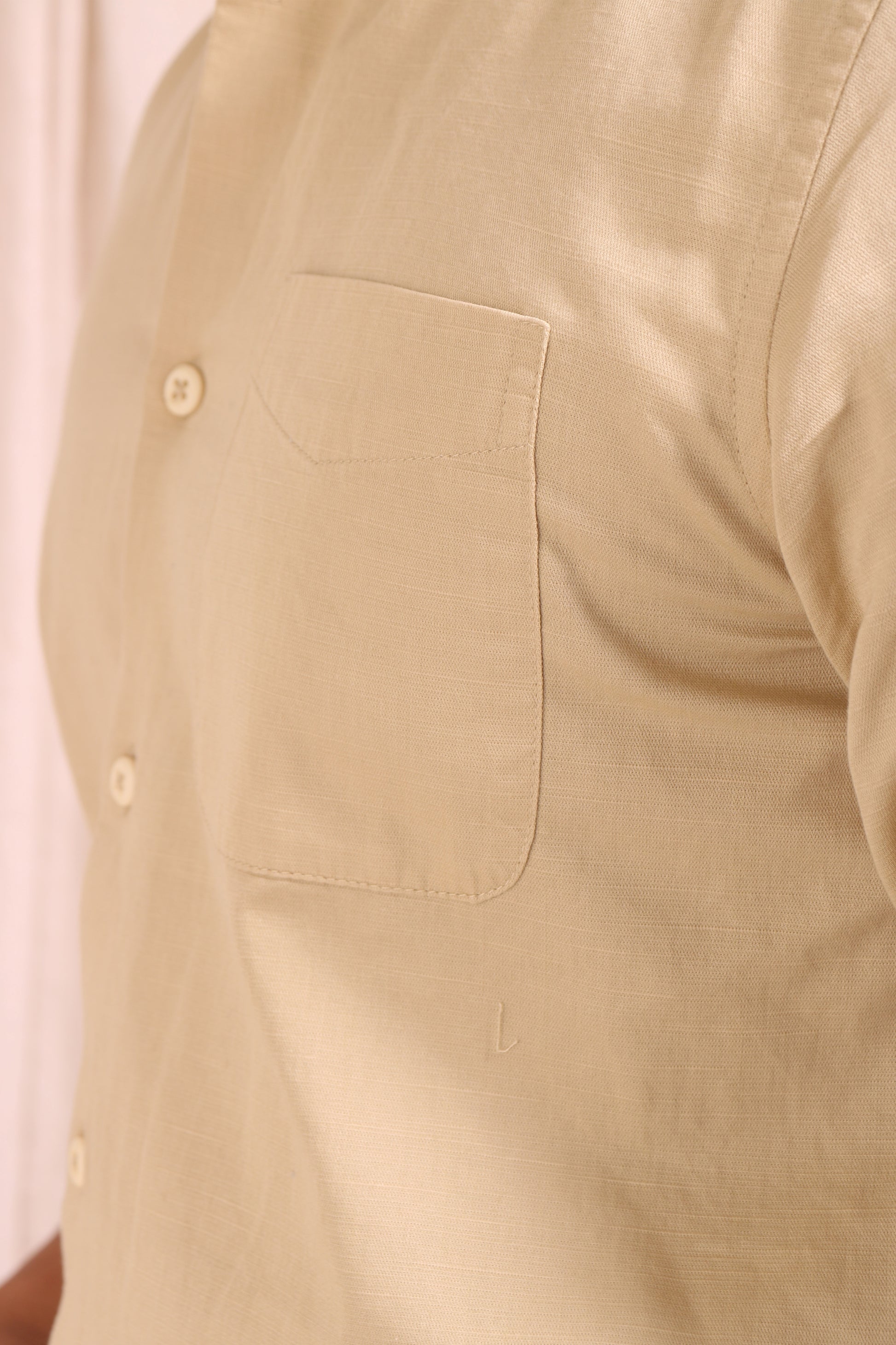 BEIGE SLUB SATIN SLIM FIT SHIRT - XKIND