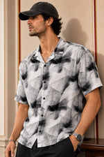 White Printed Shirt for Men Relaxed Fit Cuban Collar - XKIND